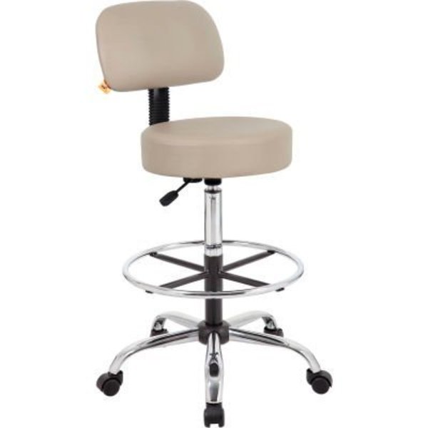 Boss Office Products Boss Medical Stool with Backrest and Footring - Vinyl - Beige B16245-BG